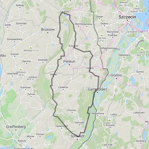Karten-Miniaturansicht der Radinspiration "Ausgedehnte Radtour durch die Region" in Brandenburg, Germany. Erstellt vom Tarmacs.app-Routenplaner für Radtouren