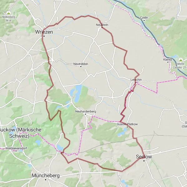 Map miniature of "Escape to Neulewin" cycling inspiration in Brandenburg, Germany. Generated by Tarmacs.app cycling route planner