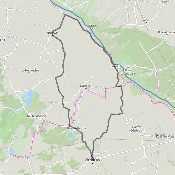 Map miniature of "Rural Beauty and Serene Villages" cycling inspiration in Brandenburg, Germany. Generated by Tarmacs.app cycling route planner