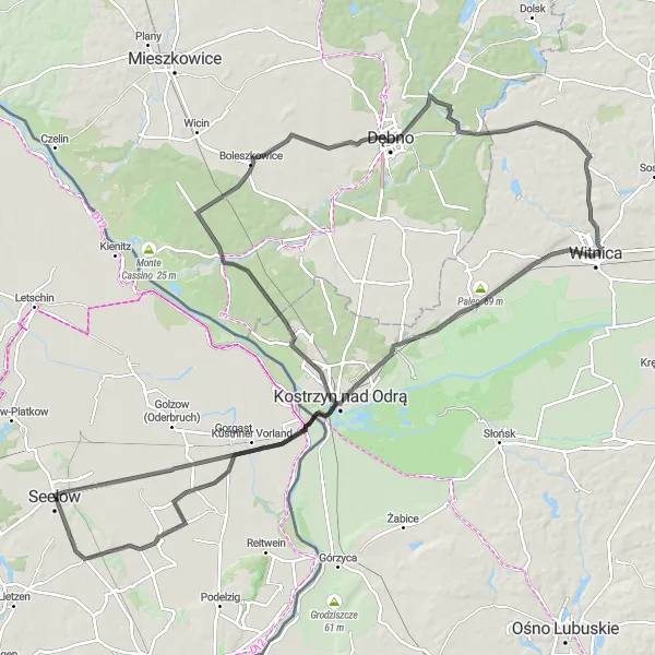 Map miniature of "Seelow Heights Memorial Route" cycling inspiration in Brandenburg, Germany. Generated by Tarmacs.app cycling route planner