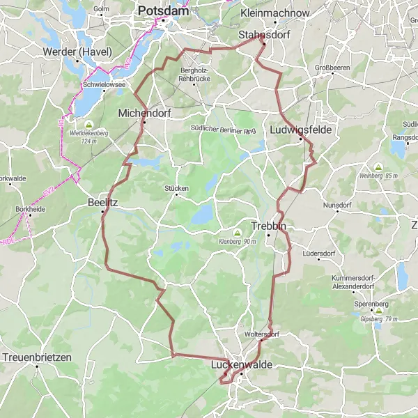 Karten-Miniaturansicht der Radinspiration "Historische Tour von Stahnsdorf" in Brandenburg, Germany. Erstellt vom Tarmacs.app-Routenplaner für Radtouren