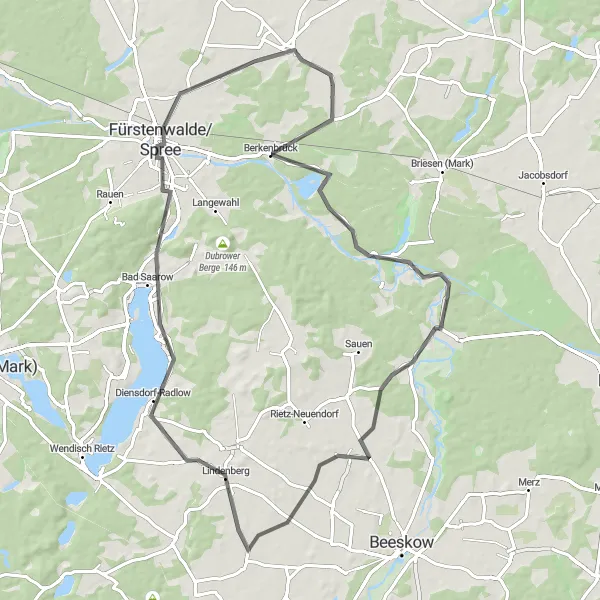 Karten-Miniaturansicht der Radinspiration "Berkenbrück Road Tour" in Brandenburg, Germany. Erstellt vom Tarmacs.app-Routenplaner für Radtouren