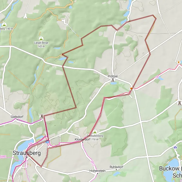 Map miniature of "Wilkendorf Gravel Adventure" cycling inspiration in Brandenburg, Germany. Generated by Tarmacs.app cycling route planner