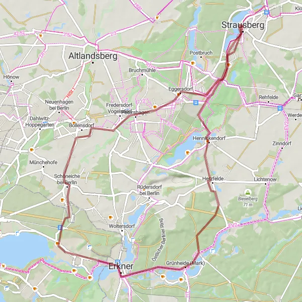 Map miniature of "Rollberge Loop" cycling inspiration in Brandenburg, Germany. Generated by Tarmacs.app cycling route planner
