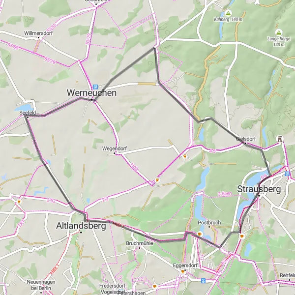 Map miniature of "Marienberg Loop" cycling inspiration in Brandenburg, Germany. Generated by Tarmacs.app cycling route planner