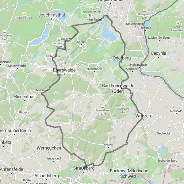Map miniature of "Beiersdorf Explore" cycling inspiration in Brandenburg, Germany. Generated by Tarmacs.app cycling route planner