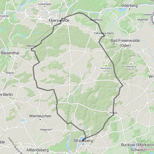 Map miniature of "Beiersdorf Adventure" cycling inspiration in Brandenburg, Germany. Generated by Tarmacs.app cycling route planner