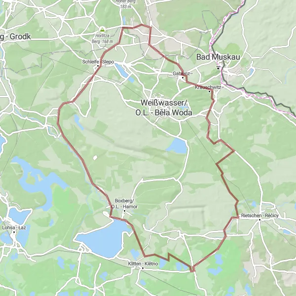 Map miniature of "Gravel Adventure to Spreyer Höhe" cycling inspiration in Brandenburg, Germany. Generated by Tarmacs.app cycling route planner