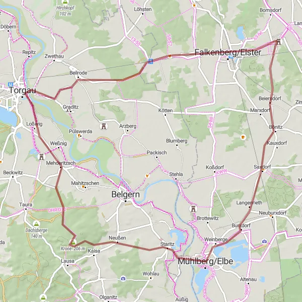 Map miniature of "The Riverside Adventure" cycling inspiration in Brandenburg, Germany. Generated by Tarmacs.app cycling route planner