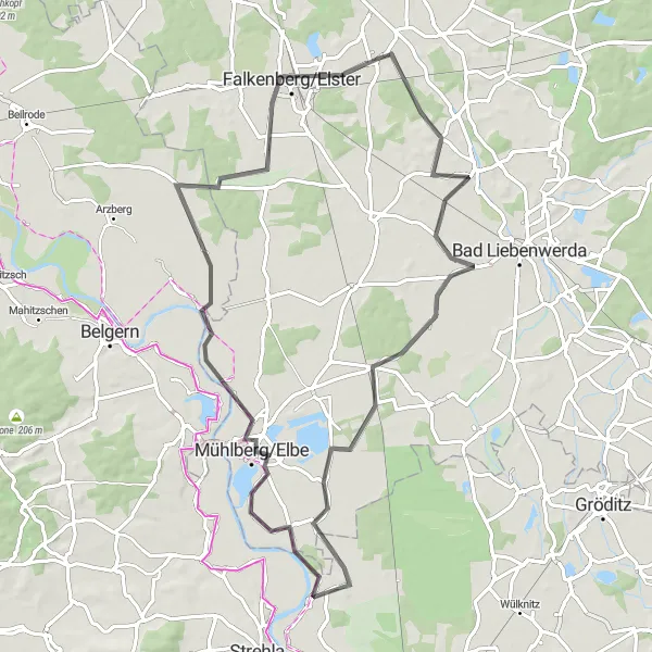 Map miniature of "The Lausitz Scenic Ride" cycling inspiration in Brandenburg, Germany. Generated by Tarmacs.app cycling route planner