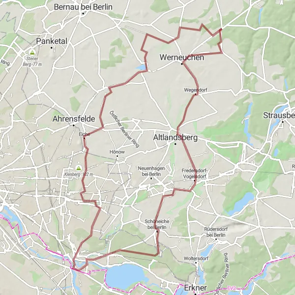 Map miniature of "Hidden Gems of Brandenburg" cycling inspiration in Brandenburg, Germany. Generated by Tarmacs.app cycling route planner