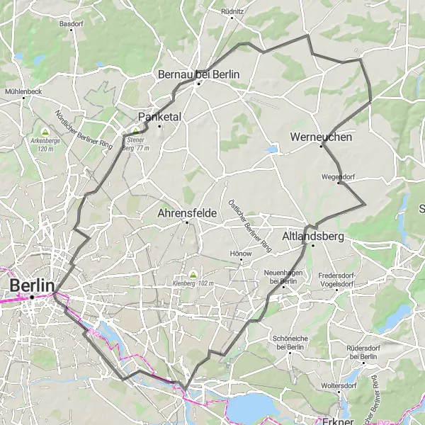 Map miniature of "Countryside Splendor" cycling inspiration in Brandenburg, Germany. Generated by Tarmacs.app cycling route planner