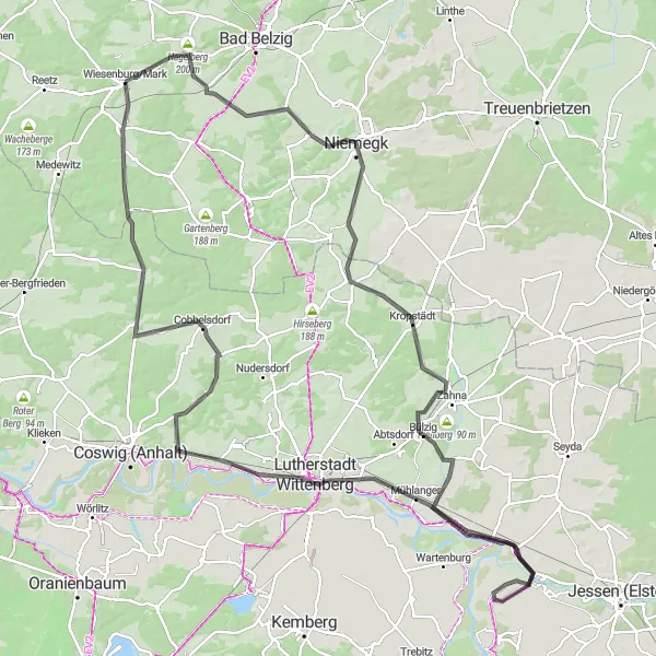 Karten-Miniaturansicht der Radinspiration "Elbland Rundtour" in Brandenburg, Germany. Erstellt vom Tarmacs.app-Routenplaner für Radtouren