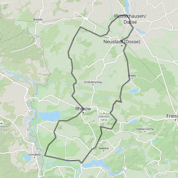 Map miniature of "Nature and Culture Exploration" cycling inspiration in Brandenburg, Germany. Generated by Tarmacs.app cycling route planner