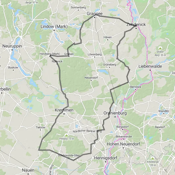 Karten-Miniaturansicht der Radinspiration "Grenzüberschreitende Radtour" in Brandenburg, Germany. Erstellt vom Tarmacs.app-Routenplaner für Radtouren