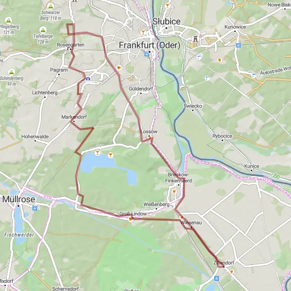 Map miniature of "Historical Landmarks and Rural Delights" cycling inspiration in Brandenburg, Germany. Generated by Tarmacs.app cycling route planner