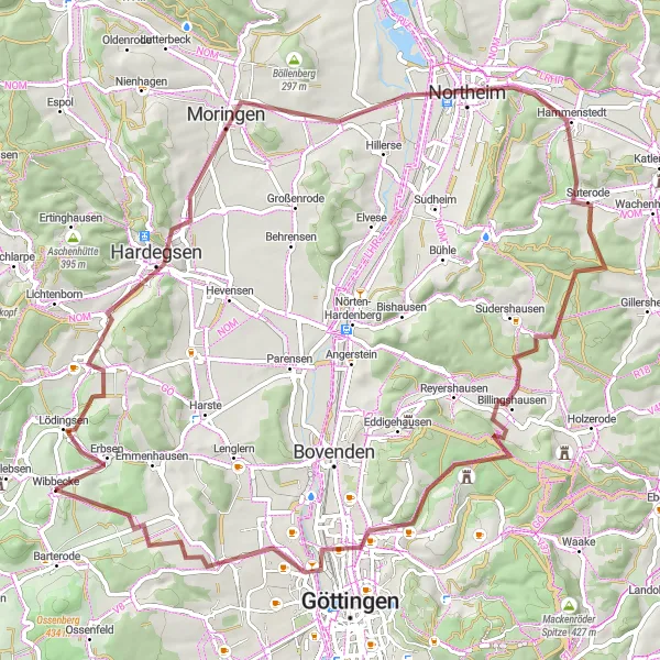 Map miniature of "The Gladeberg Gravel Ride" cycling inspiration in Braunschweig, Germany. Generated by Tarmacs.app cycling route planner