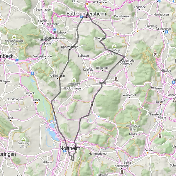 Map miniature of "Picturesque Countryside Journey through Bad Gandersheim and Beyond" cycling inspiration in Braunschweig, Germany. Generated by Tarmacs.app cycling route planner