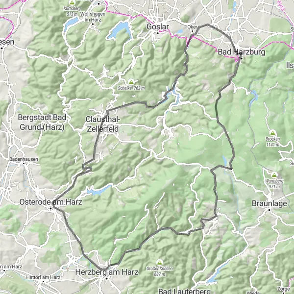 Map miniature of "Bad Harzburg to Horn Road Journey" cycling inspiration in Braunschweig, Germany. Generated by Tarmacs.app cycling route planner