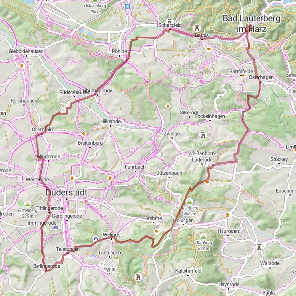 Karten-Miniaturansicht der Radinspiration "Harzquerung" in Braunschweig, Germany. Erstellt vom Tarmacs.app-Routenplaner für Radtouren