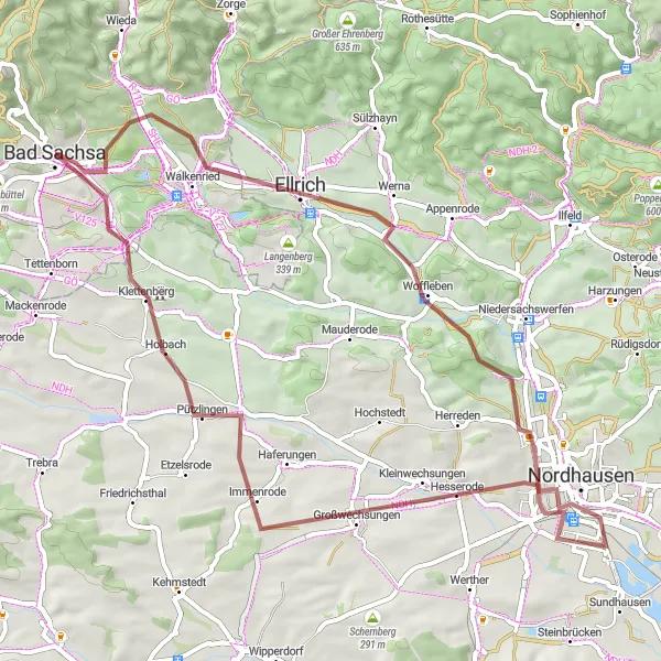 Map miniature of "Harz Gravel Expedition" cycling inspiration in Braunschweig, Germany. Generated by Tarmacs.app cycling route planner