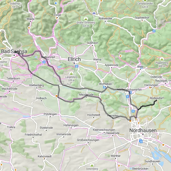 Karten-Miniaturansicht der Radinspiration "Weinberg nach Walkenried und zurück" in Braunschweig, Germany. Erstellt vom Tarmacs.app-Routenplaner für Radtouren