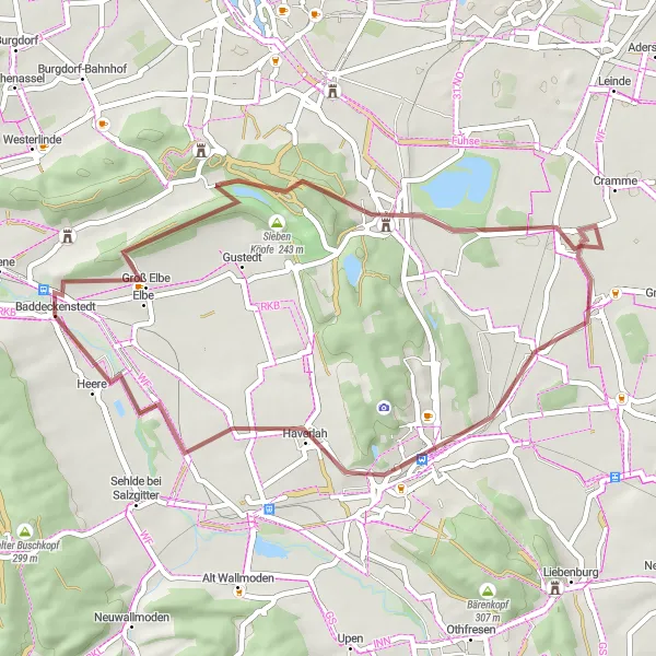 Map miniature of "Burg Lichtenberg Adventure" cycling inspiration in Braunschweig, Germany. Generated by Tarmacs.app cycling route planner
