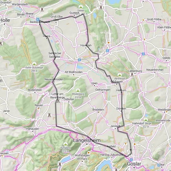 Map miniature of "Hackelnberg Loop" cycling inspiration in Braunschweig, Germany. Generated by Tarmacs.app cycling route planner