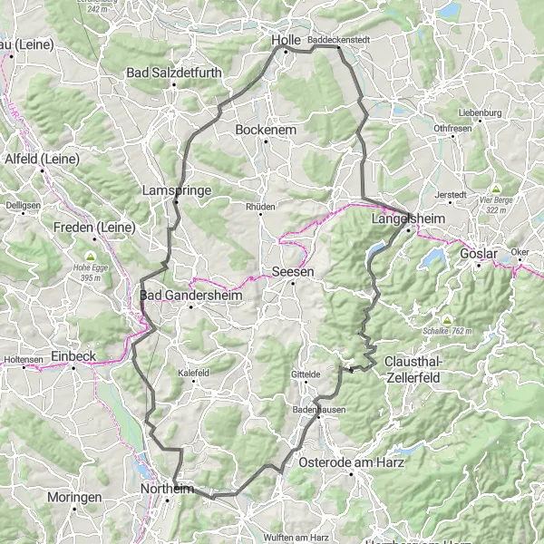 Map miniature of "Wildemann-Harz Grand Loop" cycling inspiration in Braunschweig, Germany. Generated by Tarmacs.app cycling route planner