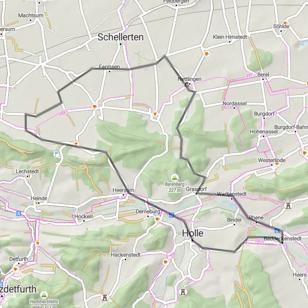 Map miniature of "Scenic Countryside Ride" cycling inspiration in Braunschweig, Germany. Generated by Tarmacs.app cycling route planner