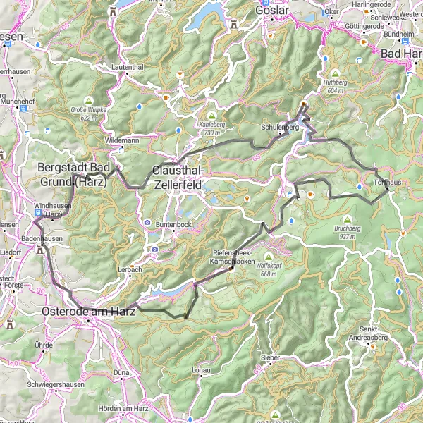 Map miniature of "Scenic Road Exploration" cycling inspiration in Braunschweig, Germany. Generated by Tarmacs.app cycling route planner