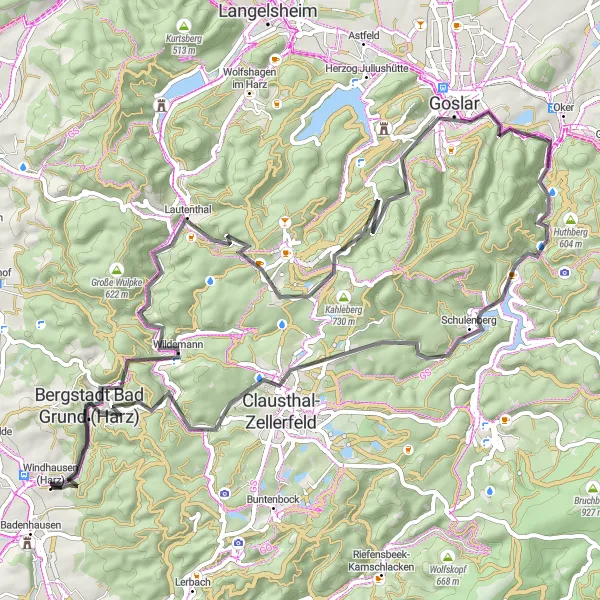 Karten-Miniaturansicht der Radinspiration "Oberharz Runde" in Braunschweig, Germany. Erstellt vom Tarmacs.app-Routenplaner für Radtouren
