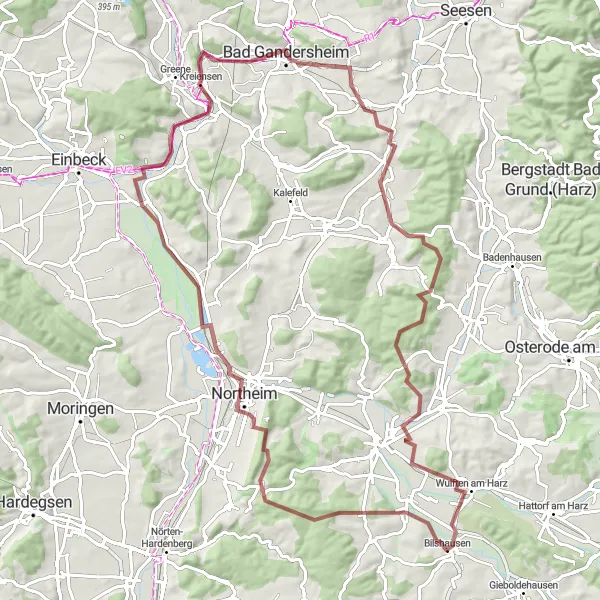 Map miniature of "Scenic Gravel Tour: Hills and History" cycling inspiration in Braunschweig, Germany. Generated by Tarmacs.app cycling route planner