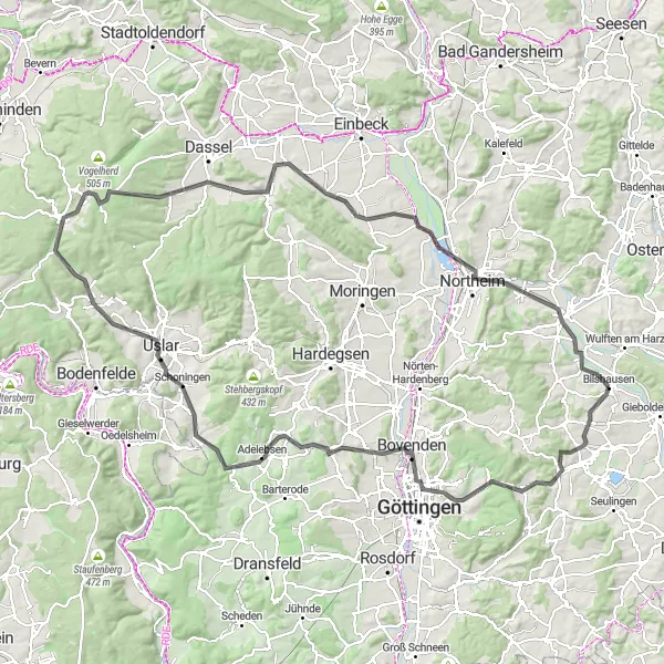 Map miniature of "Braunschweig to Northeim Loop" cycling inspiration in Braunschweig, Germany. Generated by Tarmacs.app cycling route planner