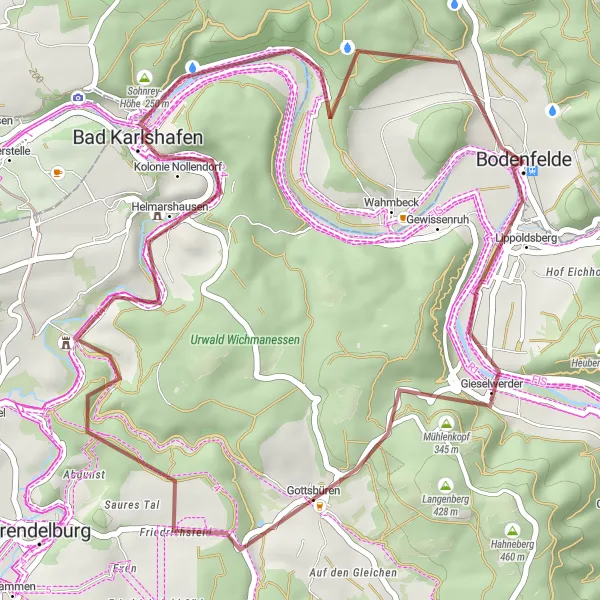 Karten-Miniaturansicht der Radinspiration "Rundtour Bodenfelde - Mühlenkopf" in Braunschweig, Germany. Erstellt vom Tarmacs.app-Routenplaner für Radtouren