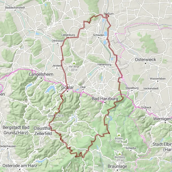 Karten-Miniaturansicht der Radinspiration "Gravel-Abenteuer zu Schalke und Abbenstein" in Braunschweig, Germany. Erstellt vom Tarmacs.app-Routenplaner für Radtouren