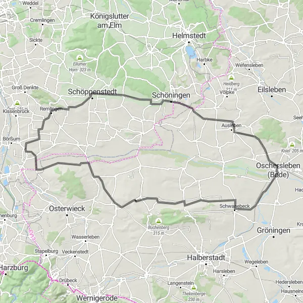 Map miniature of "The Road Less Traveled" cycling inspiration in Braunschweig, Germany. Generated by Tarmacs.app cycling route planner