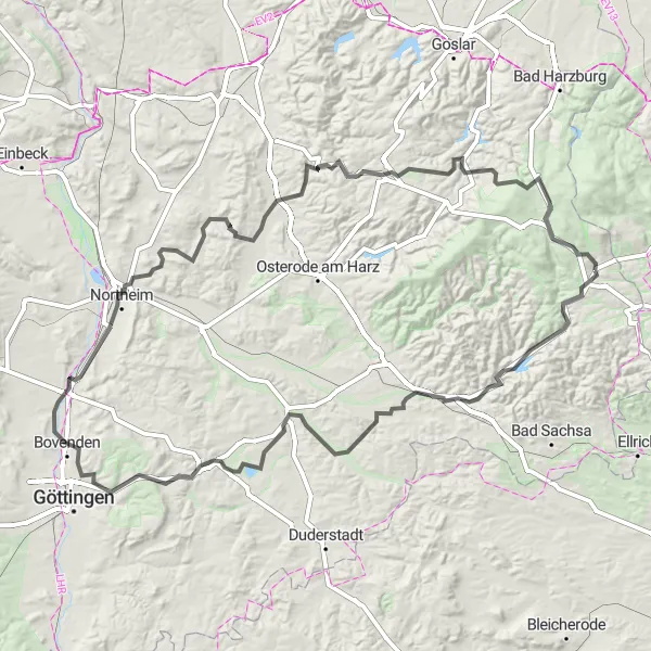 Map miniature of "Bicycle Route through the Harz Mountains" cycling inspiration in Braunschweig, Germany. Generated by Tarmacs.app cycling route planner