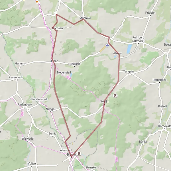 Map miniature of "Hodlingen Loop" cycling inspiration in Braunschweig, Germany. Generated by Tarmacs.app cycling route planner