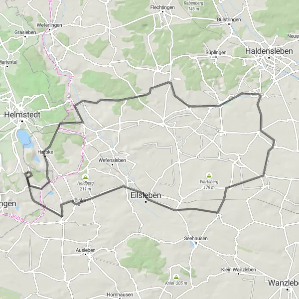 Karten-Miniaturansicht der Radinspiration "Radtour durch die Natur um Morsleben und Völpke" in Braunschweig, Germany. Erstellt vom Tarmacs.app-Routenplaner für Radtouren