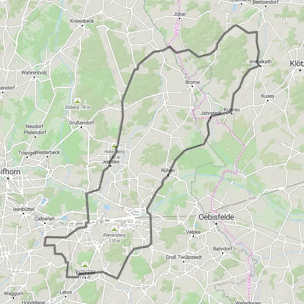 Map miniature of "The Heiligendorf Challenge" cycling inspiration in Braunschweig, Germany. Generated by Tarmacs.app cycling route planner