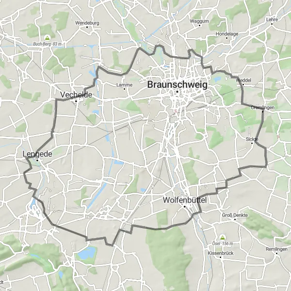 Karten-Miniaturansicht der Radinspiration "Road-Tour zu den Sehenswürdigkeiten Braunschweigs" in Braunschweig, Germany. Erstellt vom Tarmacs.app-Routenplaner für Radtouren