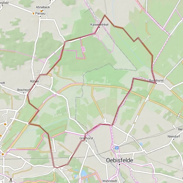 Map miniature of "Danndorf Gravel Loop" cycling inspiration in Braunschweig, Germany. Generated by Tarmacs.app cycling route planner