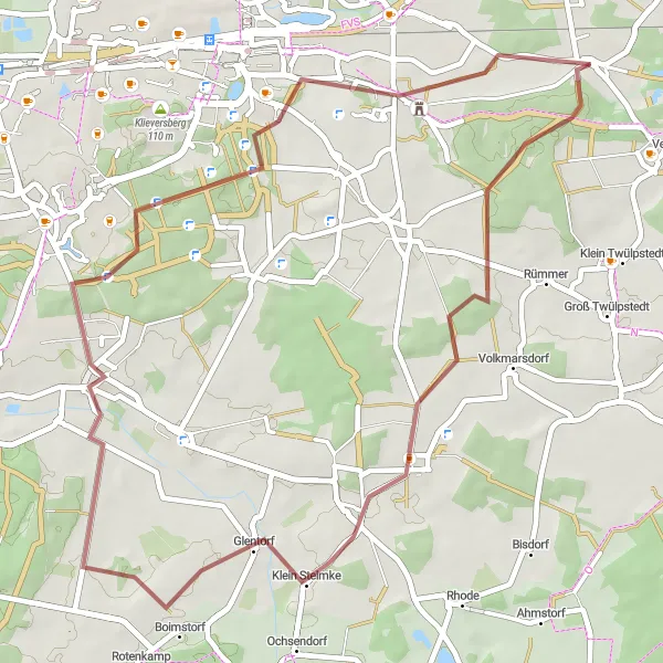 Map miniature of "Hidden Gems of Almke" cycling inspiration in Braunschweig, Germany. Generated by Tarmacs.app cycling route planner