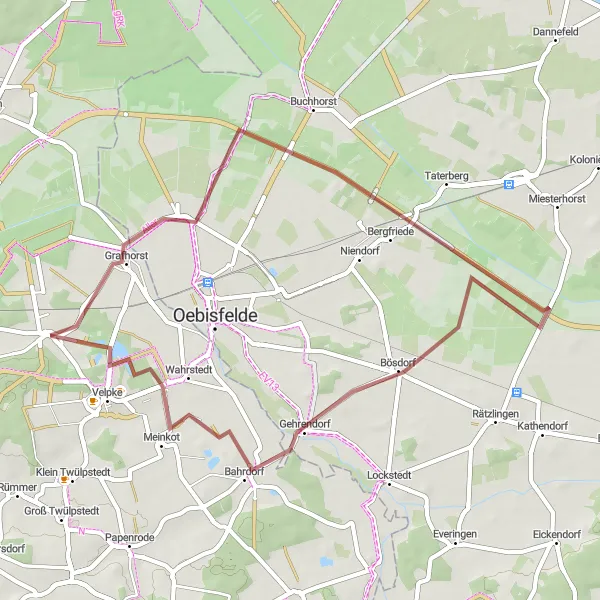 Karten-Miniaturansicht der Radinspiration "Radtour nach Velpke" in Braunschweig, Germany. Erstellt vom Tarmacs.app-Routenplaner für Radtouren