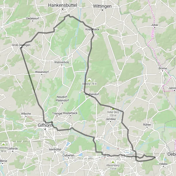 Karten-Miniaturansicht der Radinspiration "Rundfahrt um Braunschweig" in Braunschweig, Germany. Erstellt vom Tarmacs.app-Routenplaner für Radtouren