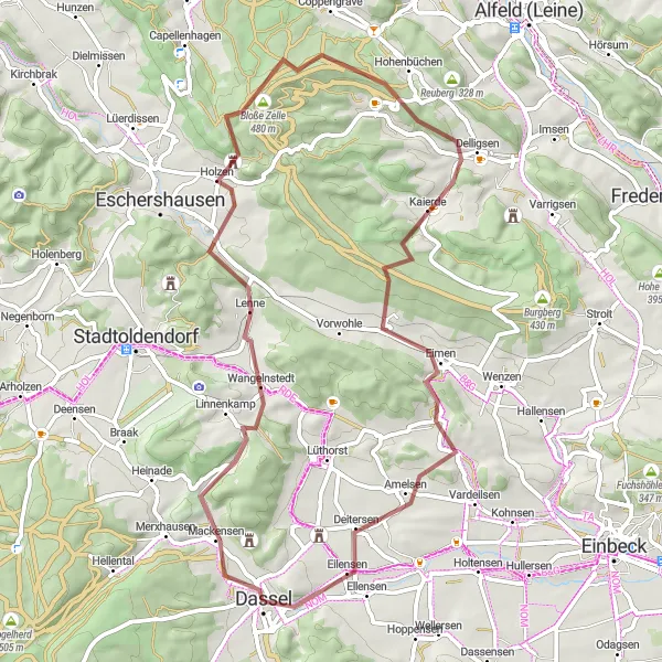 Map miniature of "Gravel Adventures" cycling inspiration in Braunschweig, Germany. Generated by Tarmacs.app cycling route planner