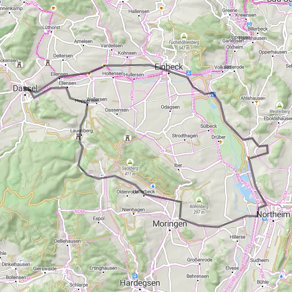 Karten-Miniaturansicht der Radinspiration "Einbeck Erkundungstour" in Braunschweig, Germany. Erstellt vom Tarmacs.app-Routenplaner für Radtouren
