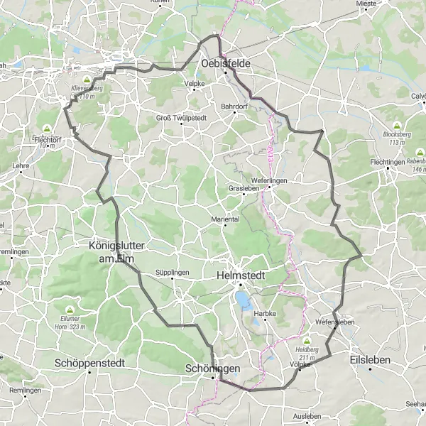 Karten-Miniaturansicht der Radinspiration "Fahrradtour zu historischen Orten in der Umgebung" in Braunschweig, Germany. Erstellt vom Tarmacs.app-Routenplaner für Radtouren
