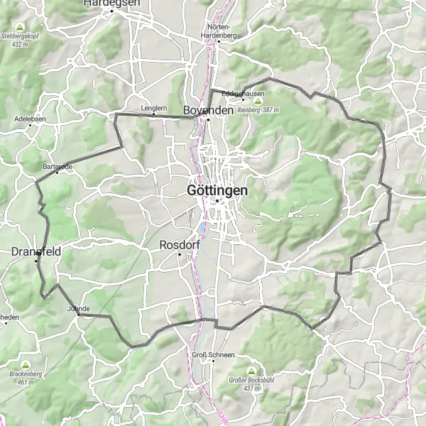 Map miniature of "Dransfeld Round Trip" cycling inspiration in Braunschweig, Germany. Generated by Tarmacs.app cycling route planner